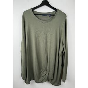 Lands End Top Blouse Womens Size 2X Green Long Sleeve Stretch Workwear Casual